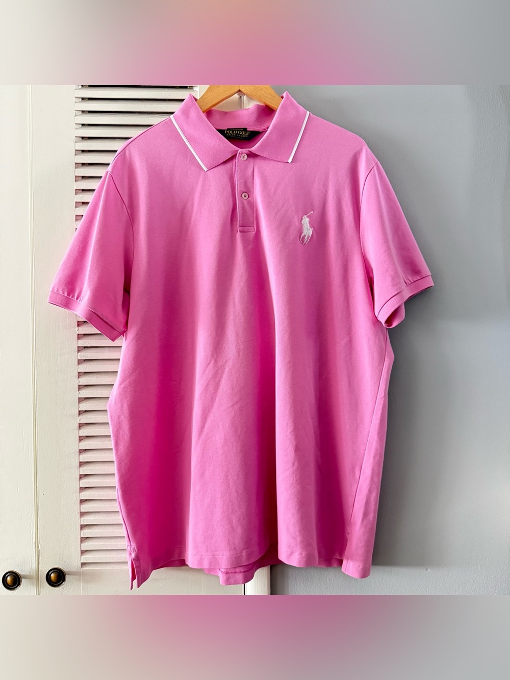 POLO GOLF Ralph Lauren Embroidered Button Up Shirt Pink